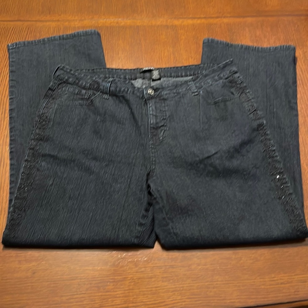 Roz & Ali Dark Blue Jeans w/ Black Design - Sz 20 Average